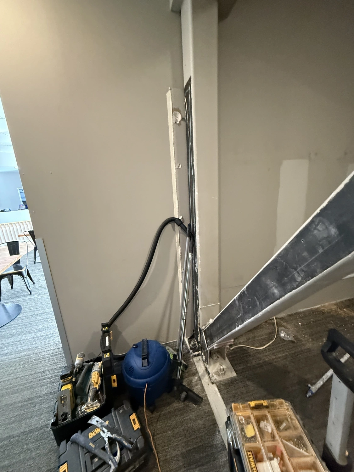 Before stage interior wall and trim condition before work